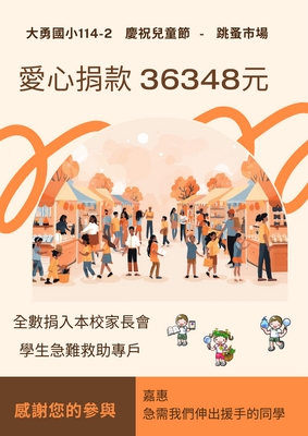 114學年度慶祝兒童「跳蚤市場」愛心捐款明細