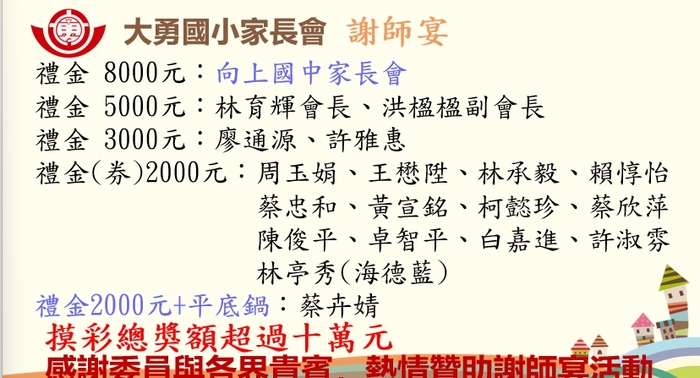 謝師宴各界贈禮圖片