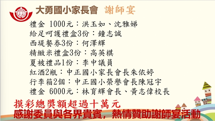 謝師宴各界贈禮圖片